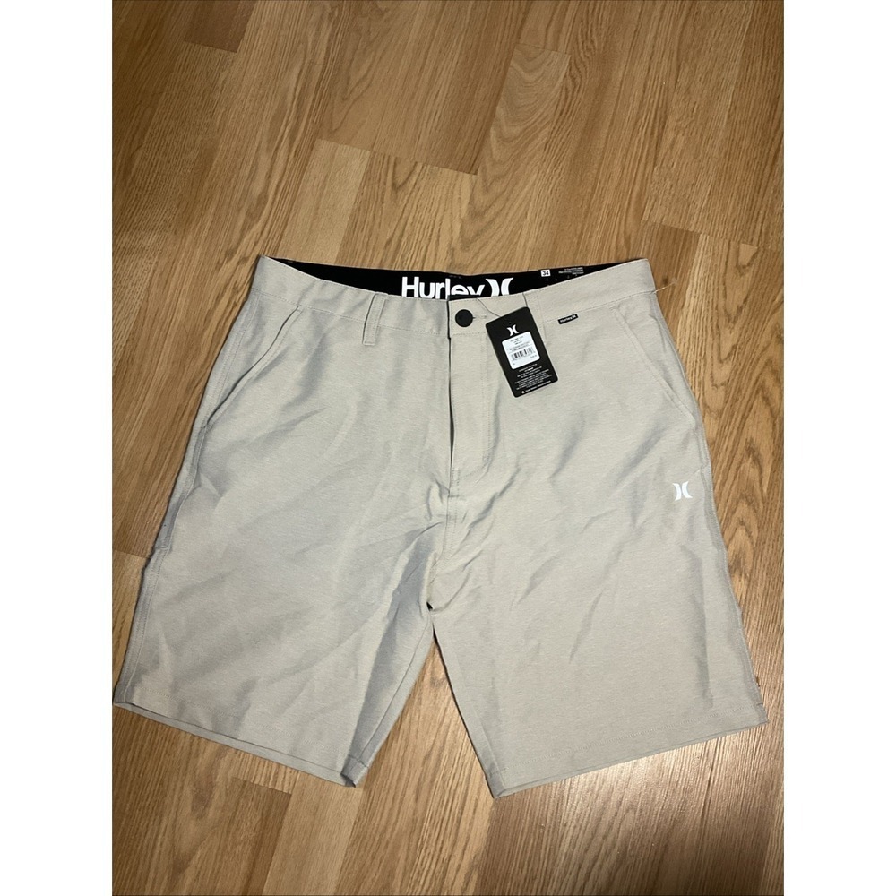 Hurley Men Beige New Walkshorts Size 34 Stretchy Waist Water Repellent